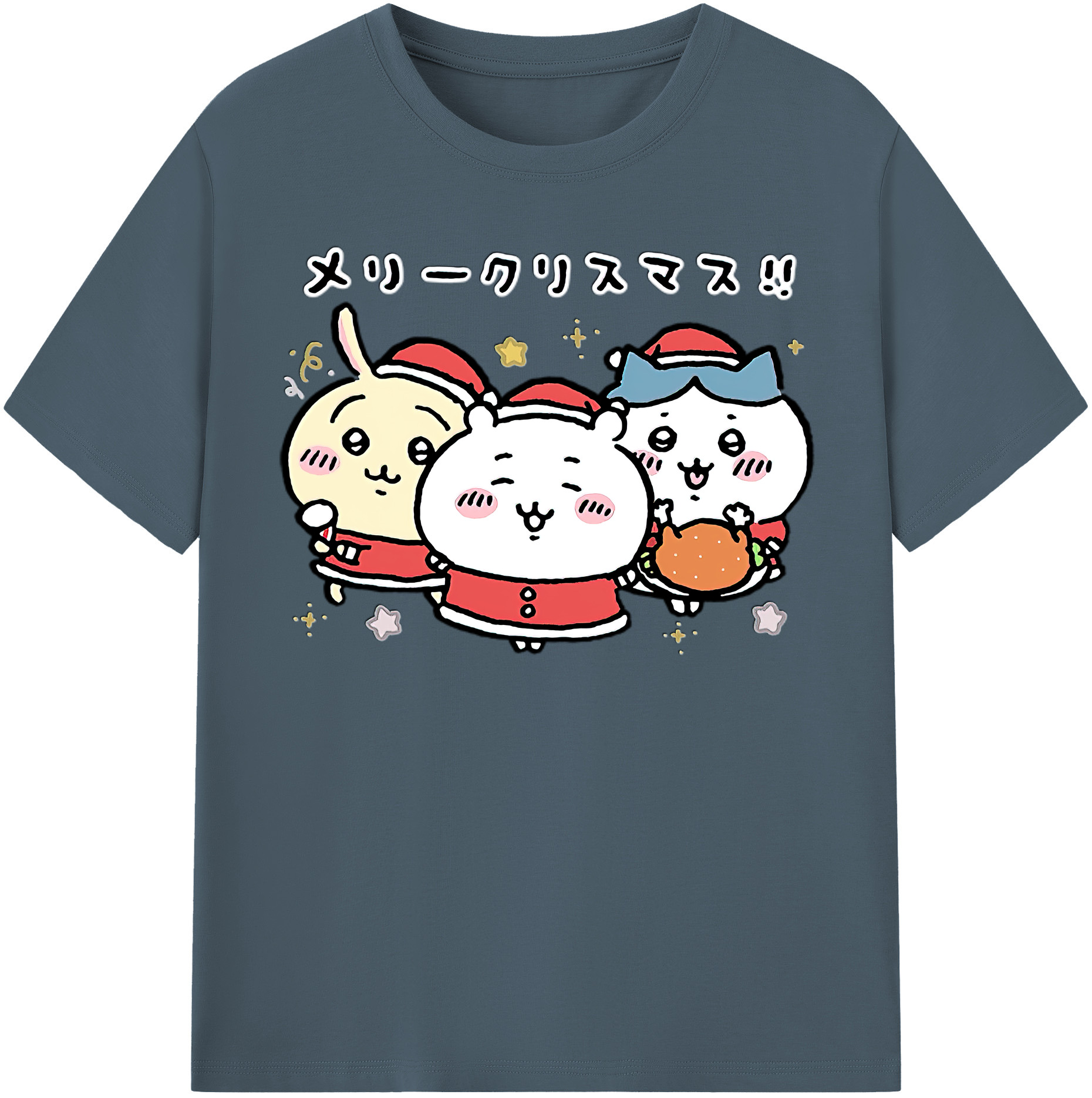 （画像用） ちいかわ ハチワレ Chii-kawa hachiware 綿100％半袖Tシャツ（フロントプリント）